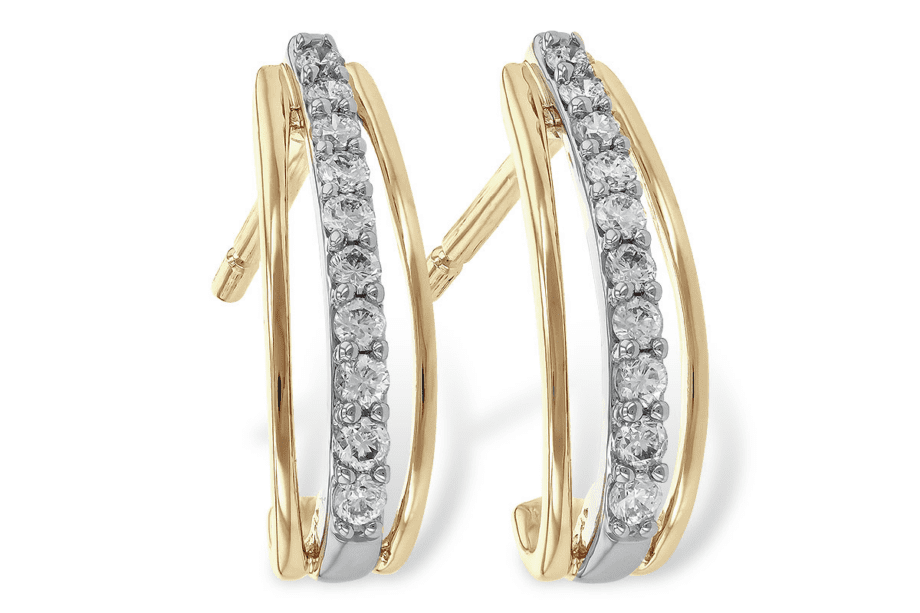 E1536 Two Tone Diamond Hoops