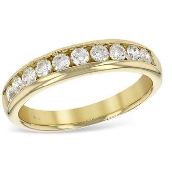 Diamond Channel Band 14k yellow gold 10 round brilliant cut diamonds equal .50cttw