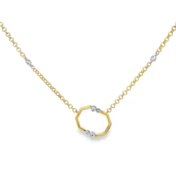 Radiant Octagon Necklace 14k yellow gold with diamonds.