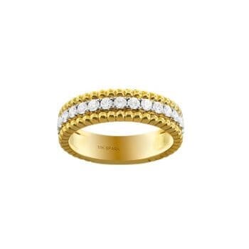 Beaded diamond band yellow gold