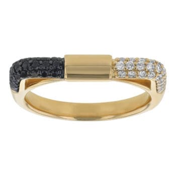 Black & White Diamond Split Dome Band