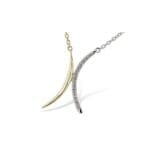 Curved Pendant Necklace with Diamond Accents 14k yellow and white gold