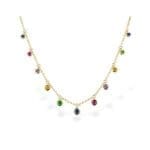 Multi-Color Sapphire & Green Garnet Necklace - 14k yellow gold