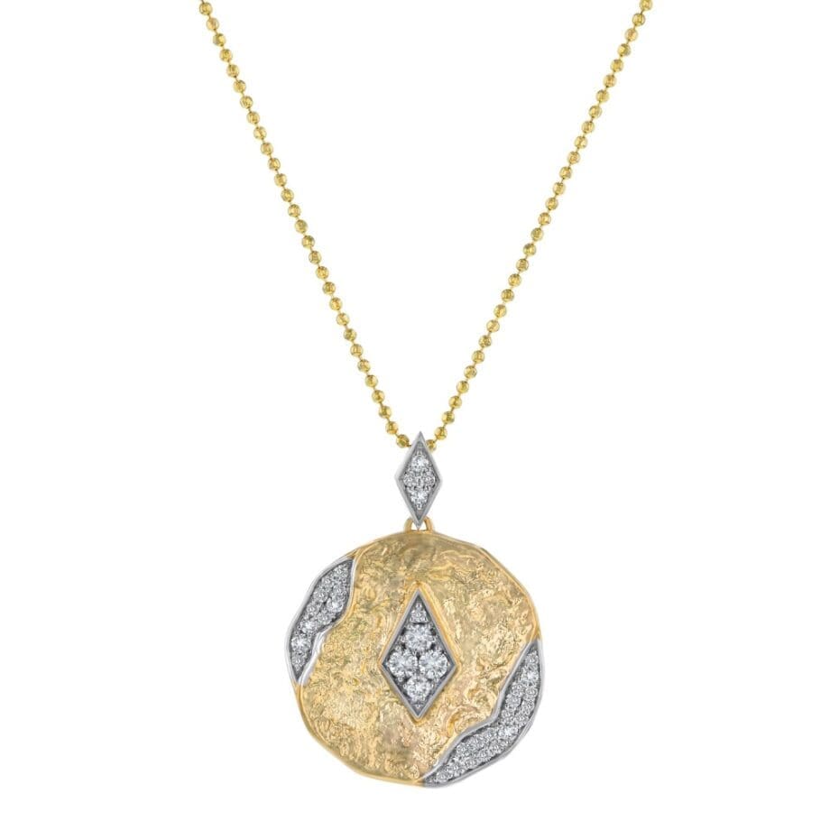 Textured Round Pendant with Diamond Accents