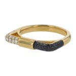 Black & White Diamond Split Dome Band - tilted view