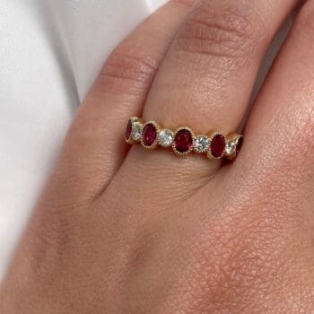 Ruby and Diamond Ring 200-1857 14k yellow gold on a hand