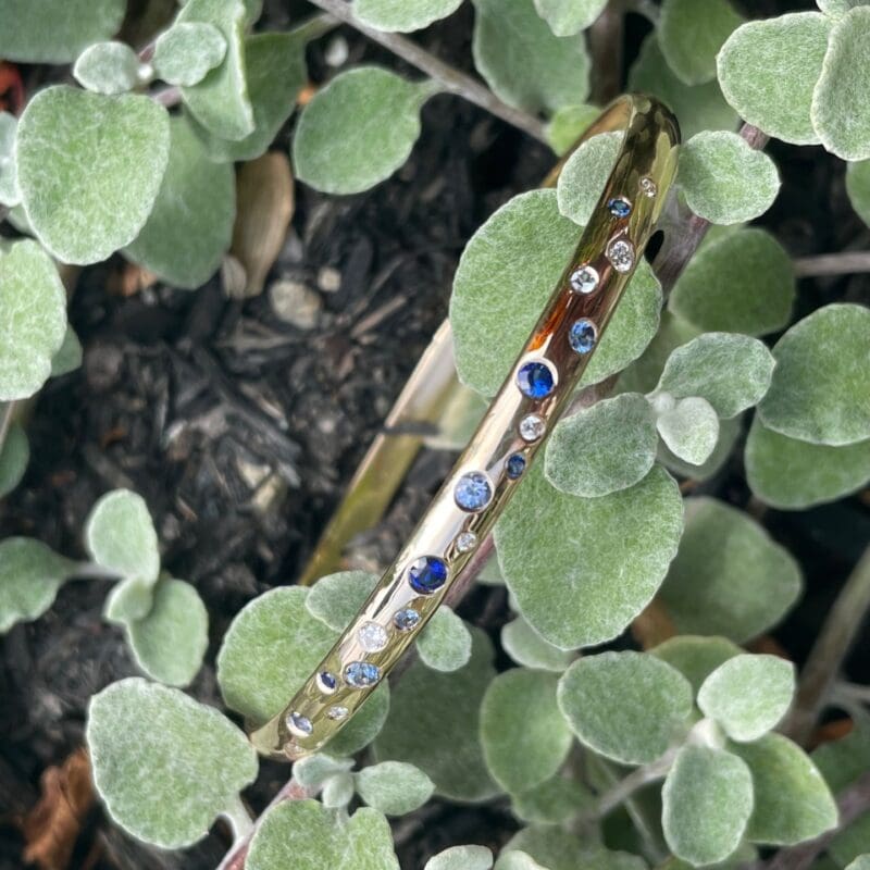 GAL-14K-Y-B-S/D Sapphire and Diamond Galaxy Bangle