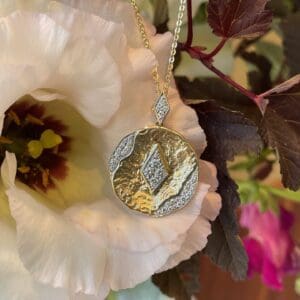 Gold and Diamond Disc Pendant