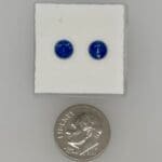 blue sapphire pair in box with dime for scale.