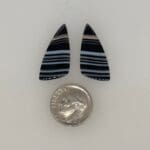 Matched Pair Tuxedo Agate, Sail Shaped Cabochons 270-1451 loose with dime for scale