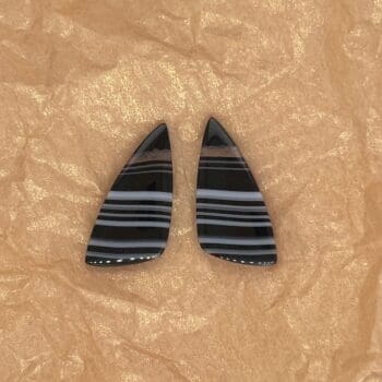 Matched Pair Tuxedo Agate, Sail Shaped Cabochons 270-1451 loose