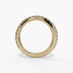 Diamond Criss-Cross Band 14k yellow gold through the finger view