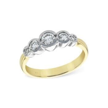WR106-1-2 14k Two Tone Gold Bezel Set 5 Stone Diamond Ring
