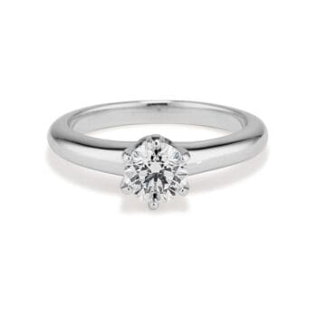 Platinum coronet ring with 0.73 carat round diamond, size 6
