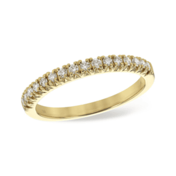 14K yellow gold half-way band ring with 0.25ct total round diamonds in prong setting