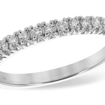 14K white gold ring with 0.25 carat round diamonds prong set, size 6.75