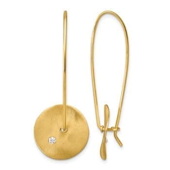 Pair of 14K yellow gold earrings with small round diamonds on French wire backs