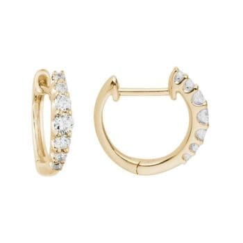 14K yellow gold huggie earrings with 0.38cttw round diamonds
