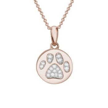 Cable diamond pendant necklace in 14K rose gold with round diamonds