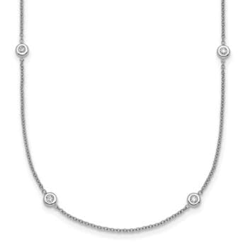 Cable necklace with round diamonds bezel set in 18K white gold