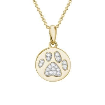 Cable necklace in 14K yellow gold with round bead set diamonds