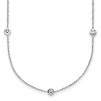 Cable diamond necklace in 18K white gold with round bezel-set diamonds