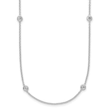 Cable necklace with 0.30 carat total weight round diamonds in 18K white gold bezel setting