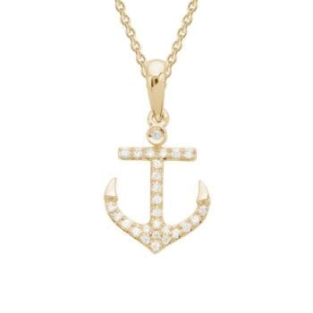 Cable pendant necklace in 14K yellow gold with round diamonds