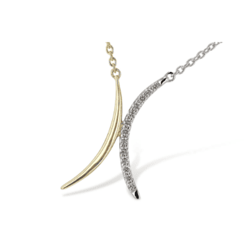 Cable pendant featuring round diamonds set in 14K two tone gold