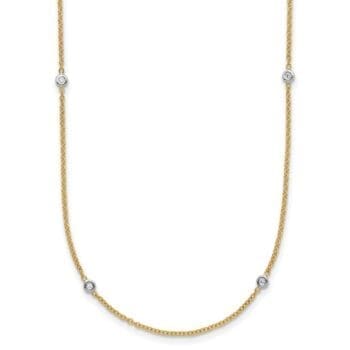 Cable necklace featuring bezel set round diamonds in 18K two-tone gold