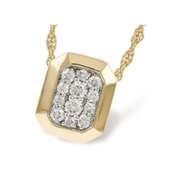 Round diamond pavé pendant necklace with 0.25 carat diamonds set in 14K two tone gold