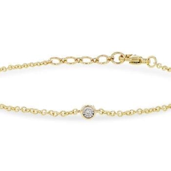 Station bracelet with round diamonds in 14K two tone gold, size 7.25 inches