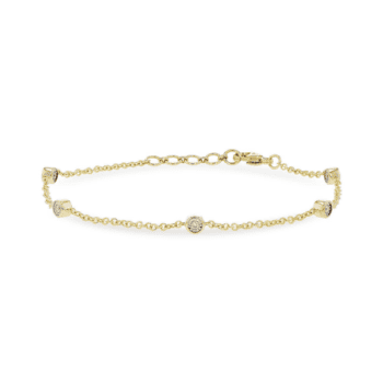 Round diamond station bracelet in 14K two-tone gold, 7.25 inches long