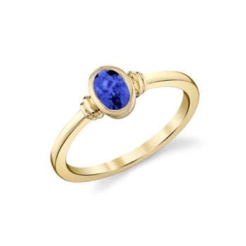 14K yellow gold ring with oval 0.62ct blue sapphire solitaire