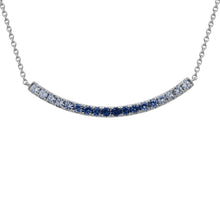 Blue Ombre Sapphire Necklace accented with round diamonds in 14K white gold