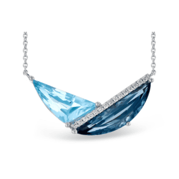 Blue topaz necklace set in 14K white gold on an 18-inch chain