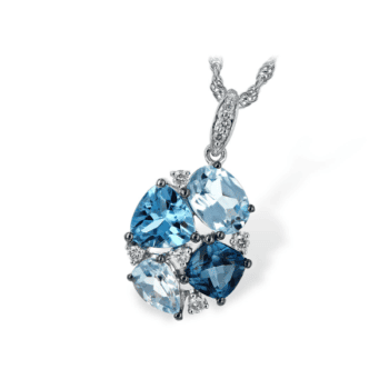 Blue topaz rope necklace set in 14K white gold, 18 inches long