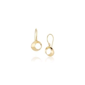 Small Möbius Twist earrings in 14K yellow gold with French wire dangle