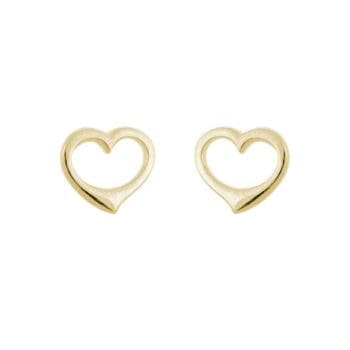 14K yellow gold heart-shaped stud earrings