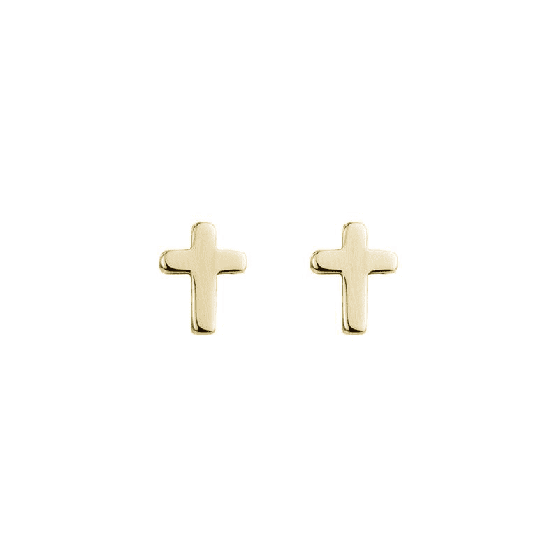 Pair of 14K yellow gold stud earrings with classic design