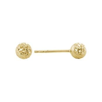 Pair of 14K yellow gold hammered hollow disco ball stud earrings