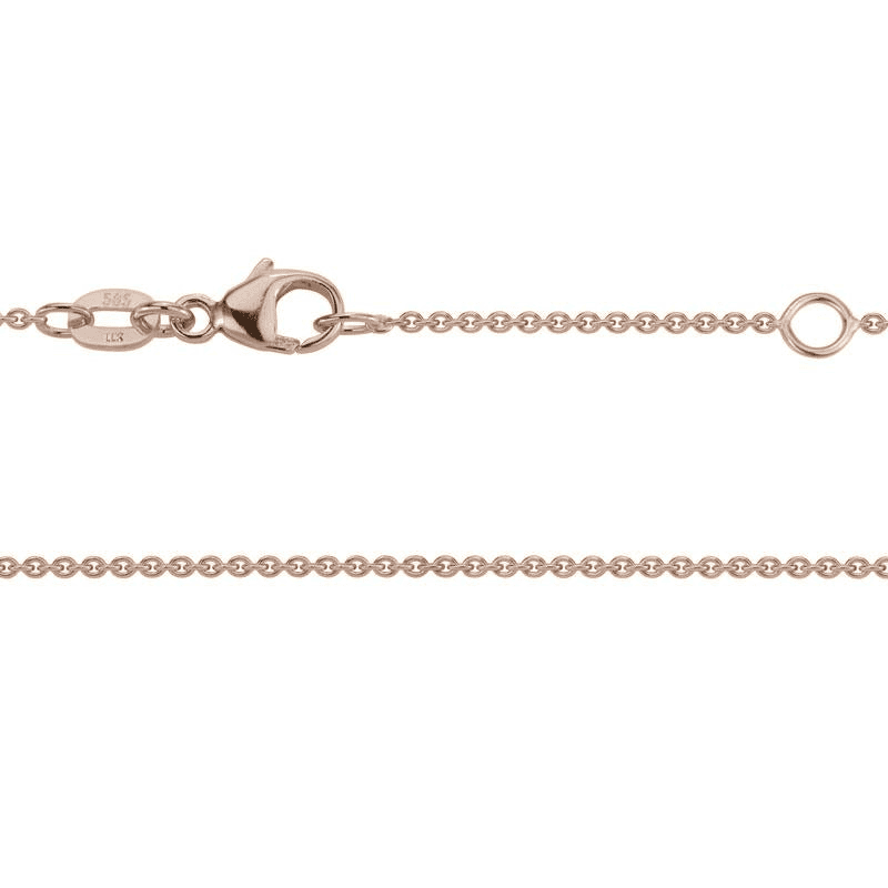 14K rose gold cable link chain adjustable from sixteen to eighteen inches