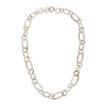 17-inch Multi Link Gold Necklace with small hand-fabricated oval and round links in 14K yellow gold