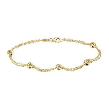 Double Cable bracelet in 14K yellow gold measuring 7.25 inches