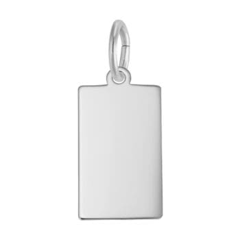 Sterling silver dog tag charm with polished finish
