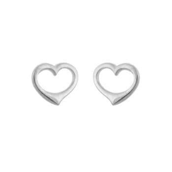 Open Hearts sterling silver rhodium-plated post earrings, 8mm studs