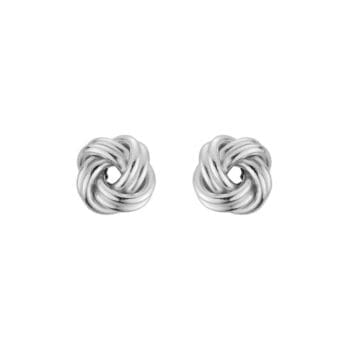 Close-up of Love Knot sterling silver stud earrings