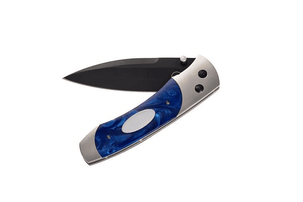 William Henry A300-2B engravable titanium knife featuring acrylic resin inlays and black DLC coated blade