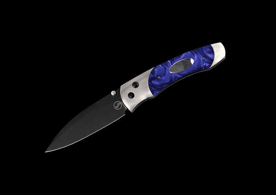 William Henry A300-2B engravable titanium knife featuring acrylic resin inlays and black DLC coated blade