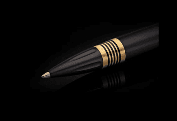 Caribe 11 Titanium Executive Pen with brass spacers and Art Deco stainless steel tip and top